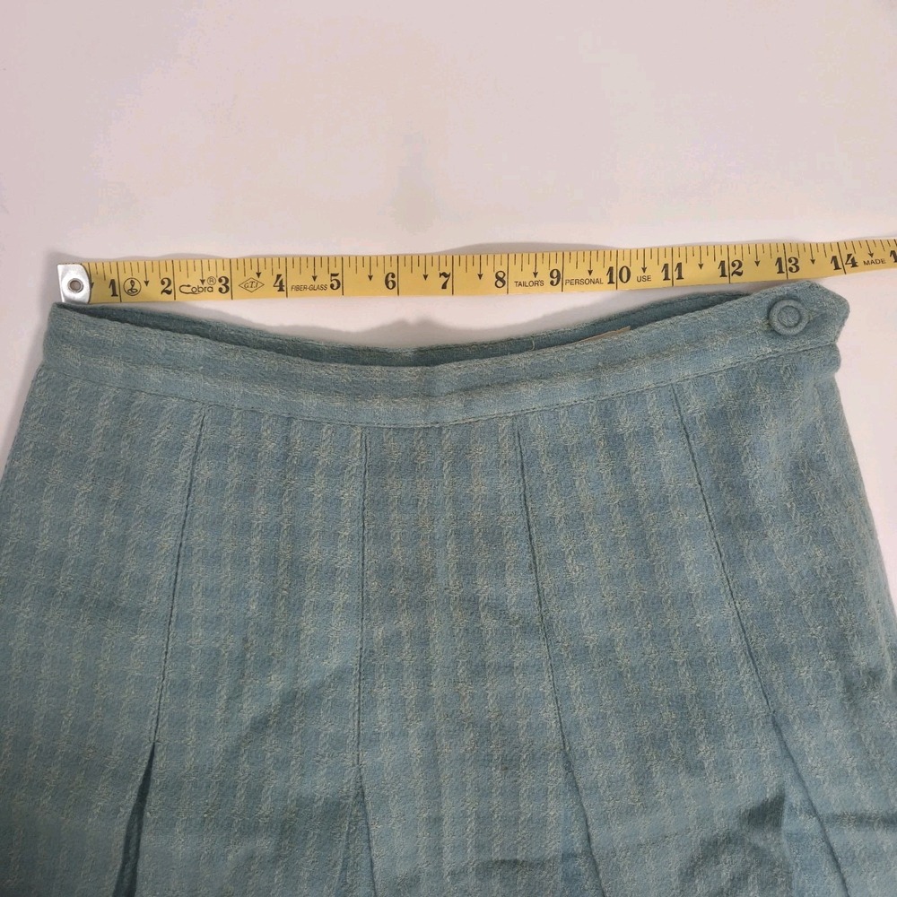 True Vintage Mid Century Joyce Of Chicago Silk Wool Plaid Skirt Heritage 14 Blue - Picture 2 of 7